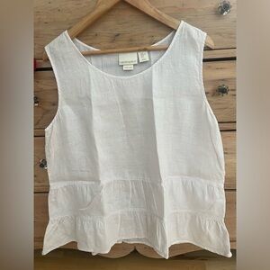 100% linen sleeveless tier peplum tank boho lightweight women’s XL
